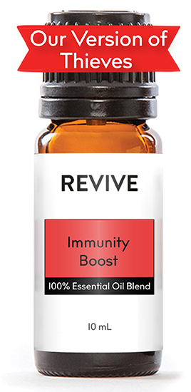 This is our version of Young Living Thieves®. See other Young Living® dupes.
REVIVE Immunity Boost is our best selling blend & the blend with the most 5 Star Reviews! Our #1 pick for cold & flu season.
REVIVE Immunity Boost is a proprietary blend of Clove, Lemon, Cinnamon Bark, Eucalyptus, and Rosemary Essential Oils.

	
		
			
Free Shipping & Returns

		 
	 


	
		
			
GC/SM tested (Quality Tested)


		 
	 


	
		
			
No MLM Hassle