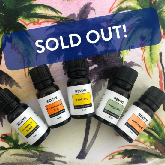 Check out the latest box HERE!
1. REVIVE Frankincense King. A blend of 4 different species of Frankincense: Boswellia carterii, Boswellia sacra, Boswellia papyrifera and Boswellia frereana. This is REVIVE's newest & best Frankincense!
2. REVIVE Sunkissed. With warm, balmy summer days now here, the Sunkissed blend is a must! It contains specially selected oils to target skin refreshment and keep your skin healthy through summer.
3. REVIVE Margarita. EXCLUSIVELY available in the REVIVE Summer Box. REVIVE Margarita is perfect for when you wish you were sitting by the pool with a blended drink in your hand! Salt on the rim, Cadillac or Skinny, this sweet and sour blend is summer time in a bottle.
4. REVIVE Fantastic.  Grab REVIVE Fantastic when you need a positivity boost and energy!
5. REVIVE Lemonade Stand. Remember when it felt like summer lasted a lifetime? Remember when you rode your bike from morning until night without a care in the world? That is Lemonade Stand and only found EXCLUSIVELY in the REVIVE Summer Box!