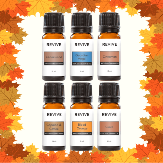 Our REVIVE Fall Kit has: Guardian Angel, Blood Orange, Cedarwood, Clove, Cinnamon, and Copaiba & Coffee all in 10mL Bottles.
A $$84 Value for $$63.
That's a savings of 25% when you buy the Kit!





	
		
			
Free Shipping & Free Returns

		 
	 


	
		
			
GC/SM Tested (Quality Tested)


		 
	 


	
		
			
No MLM Hassle