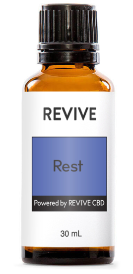 100% Organic full-spectrum REVIVE CBD Oil + REVIVE Essential Oils
REVIVE Rest is 100% Organic full-spectrum REVIVE CBD Oil, blended with Bergamot, Clary Sage, and Vanilla Fruit Extract Essential Oils and Fractionated Coconut Oil.
Strength: 500mg of CBD per Ounce
10ML bottle contains 166+mg of CBD
30ML bottle contains 500+mg of CBD
Certificate of Analysis
Product Includes Pipette





	
		
			
Free Shipping & Free Returns

		 
	 


	
		
			
100%&nbsp;Organic Essential Oils


		 
	 


	
		
			
Direct to Consumer Pricing