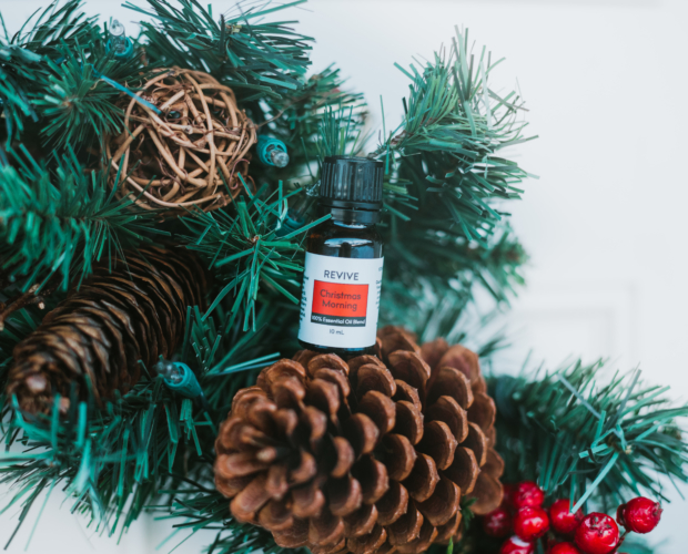 Christmas morning essential oil on an acorn