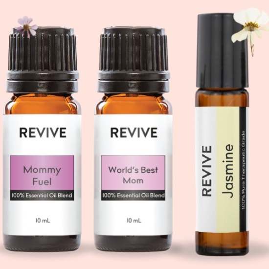 Get these 3 Free Gifts with an order of  $140 or more!
Just use coupon code MOTHER at checkout!
REVIVE Mommy Fuel is a warm, invigorating, citrusy blend wakes up all the senses and reminds us of how much moms get done in this world. This blend is perfect for every mom! It is a proprietary blend of Sweet Orange, Cinnamon Bark, Cinnamon Leaf, Camphor, Eucalyptus, and Bitter Almond oil.
REVIVE World's Best Mom is a proprietary blend of Lemon, Sweet Orange, Tangerine, Bergamot, Peppermint, Ylang Ylang, and Melissa essential oils. Mom's know just how to make everything feel right, and this fruity happy blend does the same! Make sure the mom in your life knows that you think she is the World's Best!
Jasmine Roll On The intensely floral scent with warm, musky notes creates a romantic scent that will delight the senses
**Mother's Day promotions can not be combined with other offers and does not apply to pre-existing orders.

	
		
			
Free Shipping & Returns


		 
	 

	
		
			
GC/SM tested (Quality Tested)



		 
	 

	
		
			
No MLM Hassle