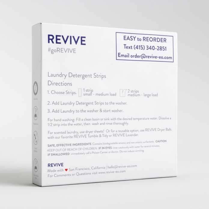 back of revive laundry strips box