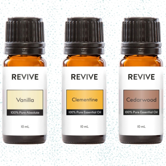 Our REVIVE Christmas in July Kit has:
10mL Vanilla
10mL Clementine
10mL Cedarwood 

	
		
			



Free Shipping & Free Returns

		 
	 


	
		
			
GC/SM Tested (Quality Tested)


		 
	 


	
		
			
No MLM Hassle