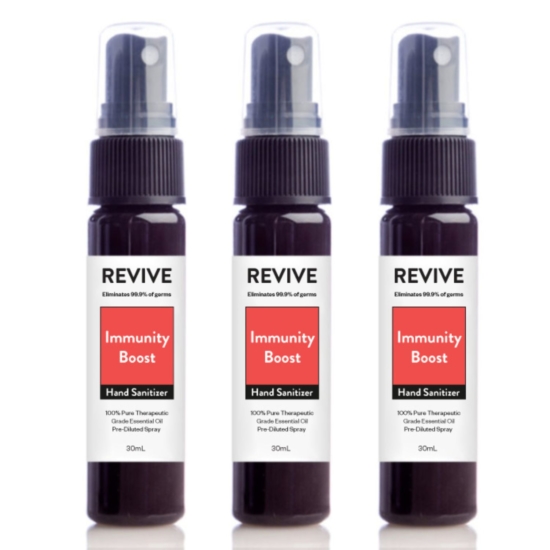 Keep your hands clean and smelling good with REVIVE Immunity Boost Hand Sanitizer Spray. Made with 100% Pure Therapeutic Grade REVIVE Essential Oils. High quality, fine, even misting spray that doesn't leak and is easy to use on the go.
Active ingredient: Ethyl Alcohol 75%
1 Ounce / 30mL

	
		
			
Free Shipping & Returns

		 
	 


	
		
			
GC/SM tested (Quality Tested)


		 
	 


	
		
			
No MLM Hassle