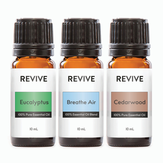 This kit includes full-sized bottles of Revive Essential Oils: Eucalyptus, Breathe Air, and Cedarwood.
Take a deep breath with this set of 3 respiratory supporting oils. Eucalyptus helps to open airways, Breathe Air promotes lung health, while Cedarwood aids in soothing coughs and clearing phlegm.





	
		
			
Free Shipping & Free Returns

		 
	 


	
		
			
GC/SM Tested (Quality Tested)


		 
	 


	
		
			
No MLM Hassle