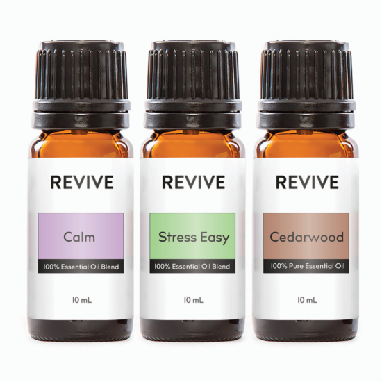 This kit includes full-sized bottles of our top 3 Revive Essential Oils for helping feel calm and less stressed: Calm, Stress Easy, & Cedarwood
This 3 piece kit is the perfect remedy for nipping stress in the bud. Calm is a mega relaxing blend, Stress Easy is ideal for soothing anxiety, and Cedarwood is a calming and grounding Essential Oil.





	
		
			
Free Shipping & Free Returns

		 
	 


	
		
			
GC/SM Tested (Quality Tested)


		 
	 


	
		
			
No MLM Hassle