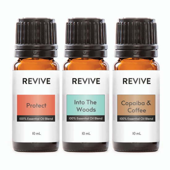 This kit includes full-sized bottles of Revive Essential Oils: Protect, Into the Woods, and Copaiba & Coffee.
If you are someone who loves to run your diffuser daily to enjoy the delightful scents in your home, this kit is perfect for you. Protect is a spicy blend that adds zest to your space while killing germs. Into the Woods is a warm, woodsy scent that brings feelings of peace, and Copaiba & Coffee provides a quick pick me up while providing a smooth, rich scent.





	
		
			
Free Shipping & Free Returns

		 
	 


	
		
			
GC/SM Tested (Quality Tested)


		 
	 


	
		
			
No MLM Hassle