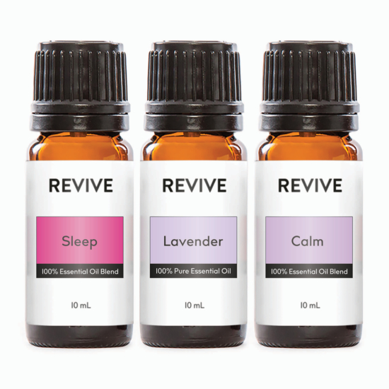 This kit includes full-sized bottles of our top 3 Revive Essential Oils for helping sleep: Lavender, Sleep, Calm,
This super calming set contains 3 soothing oils. Sleep is our best selling blend for those looking to catch some ZZZ’s, Lavender is a proven natural remedy for insomnia, and Calm is the ideal blend to bring tranquility.





	
		
			
Free Shipping & Free Returns

		 
	 


	
		
			
GC/SM Tested (Quality Tested)


		 
	 


	
		
			
No MLM Hassle