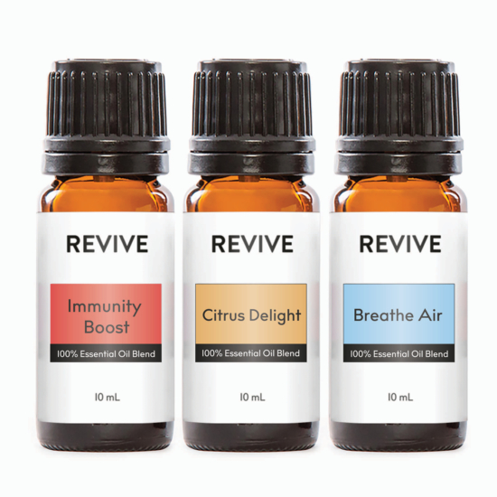 This kit includes full-sized bottles of our top 3 Revive Essential Oils Blends: Immunity Boost, Citrus Delight, and Breathe Air.


Our best selling and most useful blends all together in this trio. Immunity Boost is a powerful germ fighter and immune booster, Citrus Delight is a citrus and uplifting scent, and Breathe Air is the perfect blend to clear your airways.




	
		
			
Free Shipping & Free Returns

		 
	 


	
		
			
GC/SM Tested (Quality Tested)


		 
	 


	
		
			
No MLM Hassle