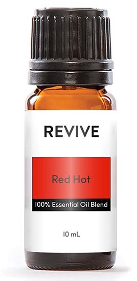 This sweet and spicy scent can help create a warm and fuzzy feeling both emotionally and topically. The smell is reminiscent of the tiny hard candies of your youth.
REVIVE Red Hot is a is a proprietary blend of Cinnamon, Peru Balsam, and Ocotea Essential Oils.



	
		
			
Free Shipping & Returns

		 
	 


	
		
			
GC/SM tested (Certified Pure)


		 
	 


	
		
			
No MLM Hassle