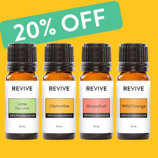 Our REVIVE Citrus Kit is the best way to get all of your favorite Citrus Fruit!
10mL Lime
10mL Clementine
10mL Grapefruit
10mL Wild Orange

	
		
			



Free Shipping & Free Returns

		 
	 


	
		
			
GC/SM Tested (Quality Tested)


		 
	 


	
		
			
No MLM Hassle