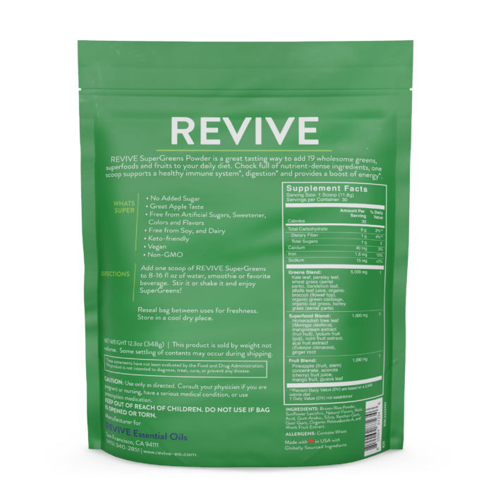 Supergreens Powder REVIVE Essential Oils