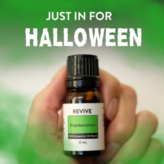 Back for only a limited time this Spooky Season!

Treat yourself to the delightful scent of our newest blend, Frankenstein. No need to be scared of this aromatic synergy, in fact, Frankenstein is a calming and grounding oil that can bring relaxation during a chaotic time of year.

REVIVE Frankenstein is a proprietary blend of Frankincense (Boswellia Carterii), Blood Orange, and Lavender Essential Oils.



	
		
			
Free Shipping & Returns

		 
	 


	
		
			
GC/SM tested (Certified Pure)


		 
	 


	
		
			
No MLM Hassle