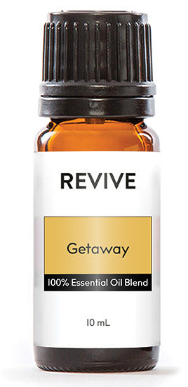 Sometimes you just need an escape. Whether it be a vacation on a tropical isle or just a hot bath in the evening, that feeling of a much needed break can be such a relief. REVIVE Getaway is a unique blend that can bring about this sentiment whenever you need it.

First available in the REVIVE Summer Box 2022

REVIVE Getaway is a proprietary blend of Gurjun Balsam, Lemon, Dalmatian Sage, Hyssop, Ho Wood, Clementine, Osmanthus, and Wintergreen Essential Oils.

	
		
			
Free Shipping & Returns

		 
	 


	
		
			
GC/SM tested (Certified Pure)


		 
	 


	
		
			
No MLM Hassle