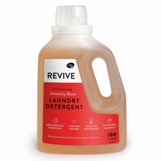 REVIVE Immunity Boost Liquid Laundry Detergent is a powerful, 6x concentrated non-toxic formula designed to tackle your everyday laundry needs WITHOUT the harsh chemicals or synthetic fragrances.
6x concentrated formula deep cleans 100 loads of laundry
Safe for everyone in your family and ideal for those with skin sensitivities
Removes smells, dirt, oil, and stains
Can be used in standard, commercial, and High-Efficiency (HE) washers
Septic tank safe & works well in hard water to break through mineral build-up
Made with clean ingredients and our #1 essential oil blend - widely loved for its amazing aroma and immune boosting benefits.
 