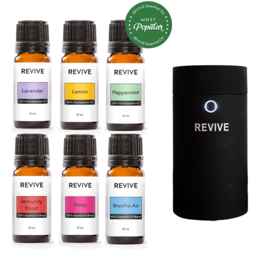 The Basics Kit includes 6 full-sized bottles of our favorite blends and essential oils: Lavender, Lemon, Peppermint, Immunity Boost, Sleep, Breathe Air with our favorite ultrasonic diffuser: the REVIVE Sleek & Compact Ultrasonic Diffuser.
A $96 Value for $72.
That's a savings of 25% when you buy the Kit!

	
		
			



Free Shipping & Free Returns

		 
	 


	
		
			
GC/SM Tested (Quality Tested)


		 
	 


	
		
			
No MLM Hassle
