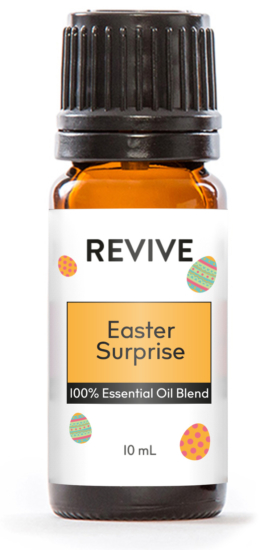 REVIVE Easter Surprise is a blend of 6 beautiful Essential Oils that come together to create a refreshing and cheerful aroma. The bright citrus oils intertwine with fresh fir and spearmint and a warm undertone of Peru Balsam. Providing positivity and rejuvenation, this is the perfect oil for Easter, Spring, or anytime.

REVIVE Easter Surprise is a Limited Edition blend of Lime, Spearmint, Bergamot Mint, Peru Balsam, White Fir and Blood Orange Essential Oils.




	
		
			

Free Shipping & Returns

		 
	 


	
		
			
GC/SM tested (Certified Pure)


		 
	 


	
		
			
No MLM Hassle