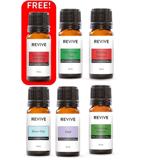 Get the 5 favorite REVIVE Christmas Blends + a free Christmas Morning!
Christmas Tree
Holiday Heaven
Christmas Wreath
Snow Day
Olaf





	
		
			
Free Shipping & Returns

		 
	 


	
		
			
GC/SM tested (Quality Tested)


		 
	 


	
		
			
No MLM Hassle