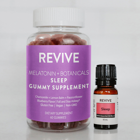 Bundle your favorite REVIVE Sleep products with the Sleep Kit!
That's a savings of $2 when you buy the Kit!
Sleep Gummy Supplement
Sleep Essential Oil Blend

	
		
			
Free Shipping & Free Returns

		 
	 


	
		
			
GC/SM Tested (Quality Tested)


		 
	 


	
		
			
No MLM Hassle