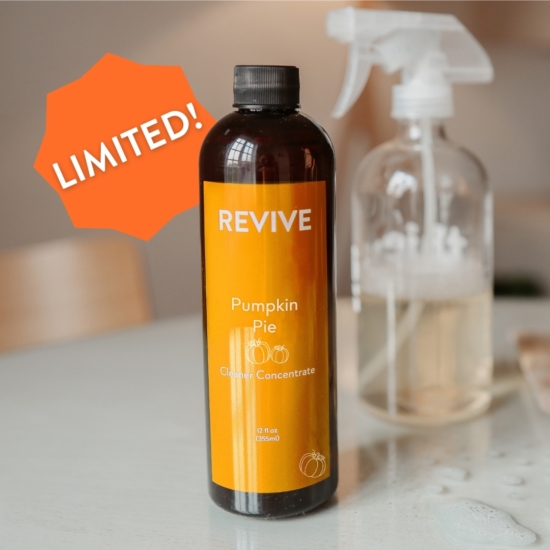Formulated with one of REVIVE's most popular seasonal blend, Pumpkin Pie Cleaner Concentrate is sure to keep your home sparkly clean while also creating a warm, festive aroma that your whole family will enjoy. Clean plant-based ingredients boost the cleaning process to make this a non-toxic product that is safe for you, your family, and the environment.
Just one bottle of our concentrate replaces 24 standard 16 oz bottles of multi-purpose cleaner from your local supermarket. A clean swap that's better for your health and your wallet!

	
		
			
Free Shipping & Returns

		 
	 


	
		
			
GC/SM tested (Quality Tested)


		 
	 


	
		
			
No MLM Hassle