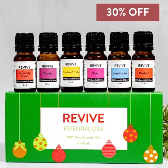 The Top 6 Blends Kit contains our most popular REVIVE Essential Oils blends: Immunity Boost, Purify, Tumble & Tidy, Sleep, Breathe Air, Protect!
 


	
		
			
Free Shipping & Returns

		 
	 


	
		
			
GC/SM tested (Certified Pure)


		 
	 


	
		
			
No MLM Hassle