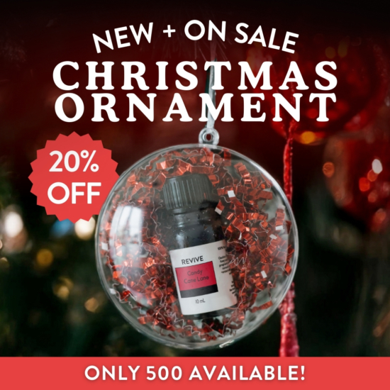 Introducing our brand new REVIVE Holiday Ornaments, each fashioned with one of our most popular holiday essential oil blends!
These cute ornaments will make the perfect addition to your Christmas Tree or a thoughtful gift for friends or family. Regardless, your Christmas tree is sure to look good AND smell good this year with these adorable ornament!

	
		
			
Free Shipping & Returns

		 
	 


	
		
			
GC/SM tested (Certified Pure)


		 
	 


	
		
			
No MLM Hassle