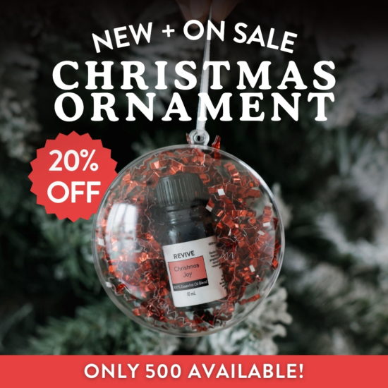Introducing our brand new REVIVE Holiday Ornaments, each fashioned with one of our most popular holiday essential oil blends!
These cute ornaments will make the perfect addition to your Christmas Tree or a thoughtful gift for friends or family. Regardless, your Christmas tree is sure to look good AND smell good this year with these adorable ornament!

	
		
			
Free Shipping & Returns

		 
	 


	
		
			
GC/SM tested (Certified Pure)


		 
	 


	
		
			
No MLM Hassle