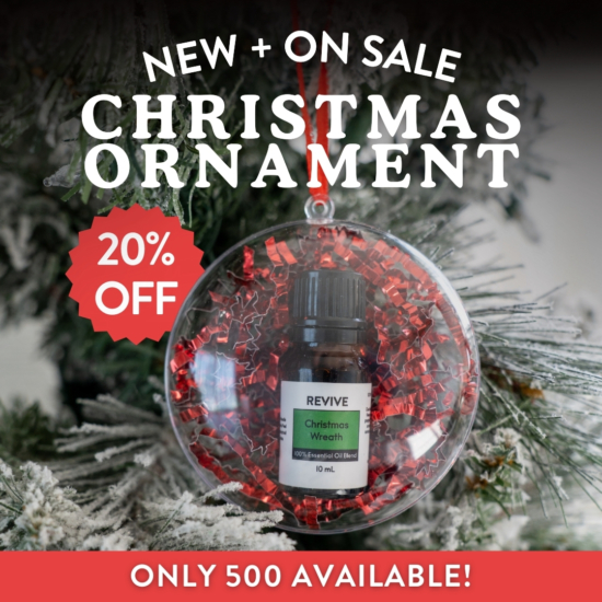 Introducing our brand new REVIVE Holiday Ornaments, each fashioned with one of our most popular holiday essential oil blends!
These cute ornaments will make the perfect addition to your Christmas Tree or a thoughtful gift for friends or family. Regardless, your Christmas tree is sure to look good AND smell good this year with these adorable ornament!

	
		
			
Free Shipping & Returns

		 
	 


	
		
			
GC/SM tested (Certified Pure)


		 
	 


	
		
			
No MLM Hassle