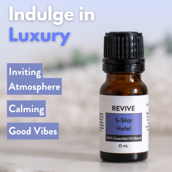 You know that feeling that you get when you are staying in a lavish hotel? Where everything is luxurious and decadent and you feel like royalty? You know.. when you are having the time of your life, just feeling free as a bird on vacation? Well, REVIVE has created a new blend that can bring that same feeling to your own space. 5 Star Hotel is an exceptional synergy and our biggest one yet containing 24 Essential Oils! The intertwining oils bring forward a scent that is woodsy, citrusy, slightly floral, and incredibly captivating.

5 Star Hotel is a proprietary blend of Chinese Weeping Cypress, Himalayan Cedarwood, Amyris, Guaiacwood, Yuzu, Orange, Lavandin, Lemon, Bergamot, Rose, Labdanum, Ho Wood , Lavender, Geranium, Carrot Seed, Lime, Patchouli, Litsea, Ylang Ylang, Osmanthus, Juniper Berry, Saffron Tincture, Davana, Damiana, and Galbanum



	
		
			

Free Shipping & Returns

		 
	 


	
		
			
GC/SM tested (Certified Pure)


		 
	 


	
		
			
No MLM Hassle