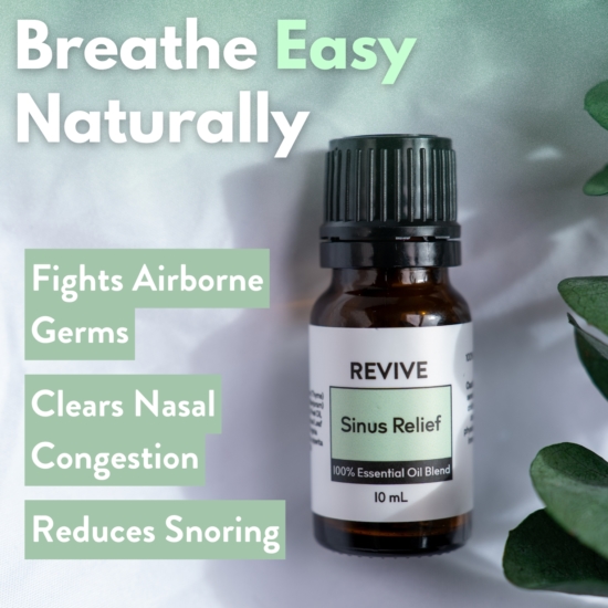 Allergies, snoring, stuffiness, ugh! Oftentimes, Spring comes with some not so fun side effects. No worries, we have got you covered with REVIVE Sinus Relief. This blend is expertly crafted to help open airways, combat histamine reactions, and reduce snoring. Containing Essential Oils that reduce inflammation in the nasal cavities and fight sleep apnea, this synergy makes a great addition to your bedtime routine.

REVIVE Sinus Relief is a proprietary blend of Thyme, Marjoram, Lemon, Eucalyptus, Virginia Cedarwood, and Peppermint Oil
This product can be found in our 2025 Spring Box!


	
		
			

Free Shipping & Returns

		 
	 


	
		
			
GC/SM tested (Certified Pure)


		 
	 


	
		
			
No MLM Hassle