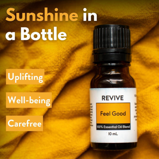 Summertime is fun time! Which also means it’s the feel good season of the year. That is what REVIVE Feel Good is all about. A blend of soft florals and delicate citrus with a slightly creamy finish, this scent will be your summer go-to blend! With an almost tropical warmth, it’s like sunshine in a bottle. And the name says it all, as these Essential Oils help to lift your spirits, fight depression, and bring relaxation.


REVIVE Feel Good is a proprietary blend of Lavender, Bay Leaf, Grapefruit, Orange, Yuzu, Coconut, Frangipani, Saffron, Wormwood Oil.



	
		
			
Free Shipping & Returns

		 
	 


	
		
			
GC/SM tested (Quality Tested)


		 
	 


	
		
			
No MLM Hassle
