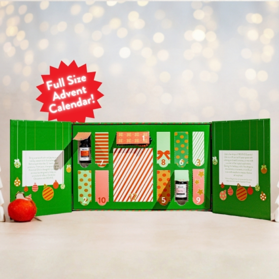 REVIVE's Count down to the holidays in the most aromatic way! Our limited-edition 12 Day Advent Calendar is packed with daily delights — featuring 8 full-size 10 ml essential oils, a mini hydrosol spray, a 5 ml roll-on, a stylish bracelet stack, and a shower diffuser to elevate your self-care routine.

Each day reveals something new to boost your mood, refresh your space, and add a little sparkle to the season. 🎁

Perfect for gifting — or keeping all to yourself (we won’t tell!). 💛 


	
		
			
Free Shipping & Returns

		 
	 


	
		
			
GC/SM tested (Quality Tested)


		 
	 


	
		
			
No MLM Hassle