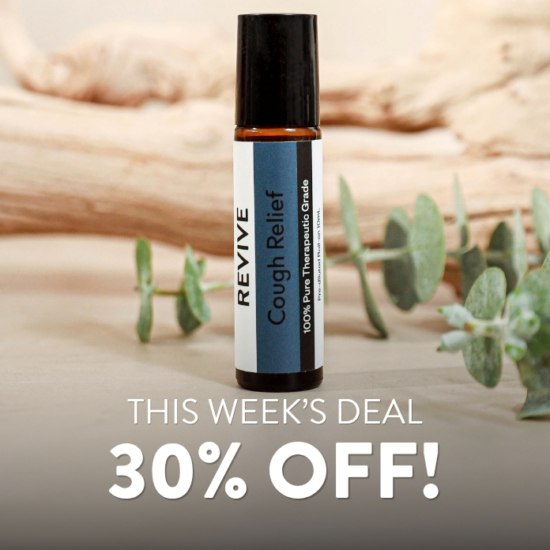 Unfortunately, the change of the Autumn weather and the back to school germs can often bring seasonal illness. So, when that little cough creeps in, we’ve got you covered with our brand new Cough Relief Roll-on. This blend helps to fight congestion, ease inflammation, and calm spasms. Additionally, the Essential Oils used in the roller can ward off bacteria which may help to prevent infection.
REVIVE Cough Relief Roll-On is a proprietary blend of Fractionated Coconut Oil, Eucalyptus, Virginia Cedarwood, Frankincense, Ravintsara, Blue Cypress, White Spruce, and Tea Tree Oil in an easy to use roller bottle.

	
		
			
Free Shipping & Returns

		 
	 


	
		
			
GC/SM tested (Quality Tested)


		 
	 


	
		
			
No MLM Hassle