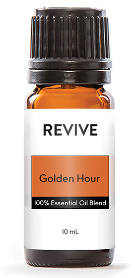 You know that time of night right as the sun sets and the sky becomes that perfect orange color casting a warm glow on everything below? That is called the Golden Hour… and that is the vibe of this new blend of the same name! This synergy captures the warmth, radiance, and sense of peace you experience during that special time. The scent is warm and floral with a hint of spice, evoking a simple calm with a spark of optimism.




REVIVE Golden Hour is a proprietary blend of Wild Orange, Lavender, Clove, Sweet Orange, Patchouli, Cinnamon, Eucalyptus, Cinnamon Bark, Bergamot, Lavandin, Copaiba, Pink Pepper, Rosemary, Tobacco, Vanilla, Osmanthus, and Galbanum Oils.




	
		
			

Free Shipping & Returns

		 
	 


	
		
			
GC/SM tested (Certified Pure)


		 
	 


	
		
			
No MLM Hassle