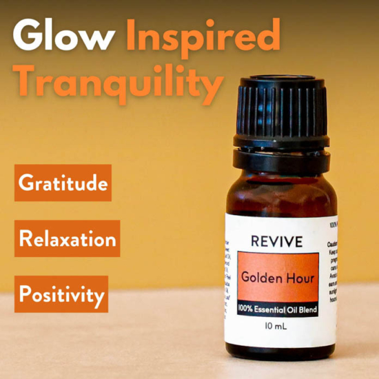 You know that time of night right as the sun sets and the sky becomes that perfect orange color casting a warm glow on everything below? That is called the Golden Hour… and that is the vibe of this new blend of the same name! This synergy captures the warmth, radiance, and sense of peace you experience during that special time. The scent is warm and floral with a hint of spice, evoking a simple calm with a spark of optimism.




REVIVE Golden Hour is a proprietary blend of Wild Orange, Lavender, Clove, Sweet Orange, Patchouli, Cinnamon, Eucalyptus, Cinnamon Bark, Bergamot, Lavandin, Copaiba, Pink Pepper, Rosemary, Tobacco, Vanilla, Osmanthus, and Galbanum Oils.




	
		
			

Free Shipping & Returns

		 
	 


	
		
			
GC/SM tested (Certified Pure)


		 
	 


	
		
			
No MLM Hassle