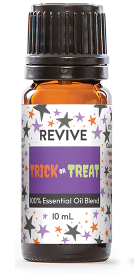 Ding dong, Trick or Treat Essential Oil blend is here! This warm and inviting fall-inspired aroma captures the magic of Halloween. With sweet and rich base notes, a bright citrusy top note, and a gentle spice to tie it all together, this synergy is a “treat” for your nose. Reminiscent of a crisp autumn evening filled with the joy of jack-o-lanterns and festive gatherings, Trick or Treat is the perfect playful scent for an enchanting atmosphere.


REVIVE Trick or Treat is a blend of sweet, rich base notes, a hint of citrus, and a touch of spice, this warm, playful aroma captures the joy of autumn nights and festive fun.




	
		
			

Free Shipping & Returns

		 
	 


	
		
			
GC/SM tested (Certified Pure)


		 
	 


	
		
			
No MLM Hassle