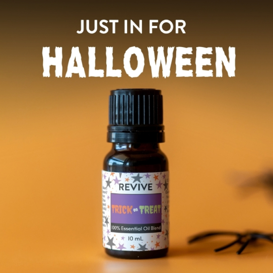 Ding dong, Trick or Treat Essential Oil blend is here! This warm and inviting fall-inspired aroma captures the magic of Halloween. With sweet and rich base notes, a bright citrusy top note, and a gentle spice to tie it all together, this synergy is a “treat” for your nose. Reminiscent of a crisp autumn evening filled with the joy of jack-o-lanterns and festive gatherings, Trick or Treat is the perfect playful scent for an enchanting atmosphere.


REVIVE Trick or Treat is a blend of sweet, rich base notes, a hint of citrus, and a touch of spice, this warm, playful aroma captures the joy of autumn nights and festive fun.




	
		
			

Free Shipping & Returns

		 
	 


	
		
			
GC/SM tested (Certified Pure)


		 
	 


	
		
			
No MLM Hassle