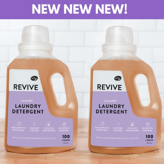 REVIVE Lavender Liquid Laundry Detergent is a powerful, 6x concentrated non-toxic formula designed to tackle your everyday laundry needs WITHOUT the harsh chemicals or synthetic fragrances.
6x concentrated formula deep cleans 100 loads of laundry
Safe for everyone in your family and ideal for those with skin sensitivities
Removes smells, dirt, oil, and stains
Can be used in standard, commercial, and High-Efficiency (HE) washers
Septic tank safe & works well in hard water to break through mineral build-up
 