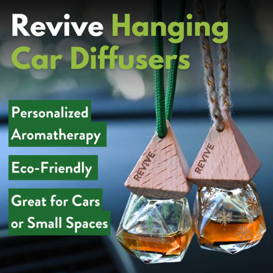 We're excited to announce our new Revive Hanging Diffusers, the most stylish way to diffuse your favorite Revive Essential Oils in your car, closet, or any small room!
These diffusers operate without water, batteries, or electricity, offering a simple and elegant solution. The two-piece set includes two unique designs—Snowflakes and Trees—along with a funnel for easy filling of the glass diffusers.
Say goodbye to harmful toxic chemical fresheners and enjoy the pure benefits of our essential oils with these beautiful new diffusers!

	
		
			
Free Shipping & Returns

		 
	 


	
		
			
GC/SM tested (Quality Tested)


		 
	 


	
		
			
No MLM Hassle