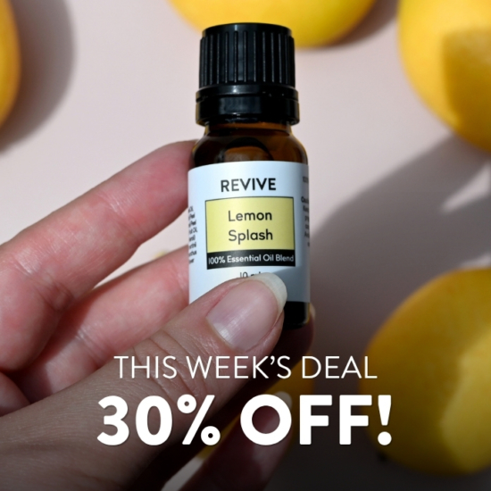 Brighten your day with Lemon Splash! This vibrant new synergy is like pure liquid sunshine in a bottle. The scent leads with a zesty and crisp citrus note of Lemon, Lime, and Mandarin, then the clean, herbal aroma of Palmarosa and Litsea pop through, while the gentle, floral scent of Neroli and Osmanthus provide a soft, velvety finish. All together, this blend is like a walk through a citrus grove on a warm summer day!




REVIVE Lemon Splash is a proprietary blend of Lemon, Mandarin, Lime, Litsea, Neroli, Palmarosa, and Osmanthus.


	
		
			

Free Shipping & Returns

		 
	 


	
		
			
GC/SM tested (Certified Pure)


		 
	 


	
		
			
No MLM Hassle